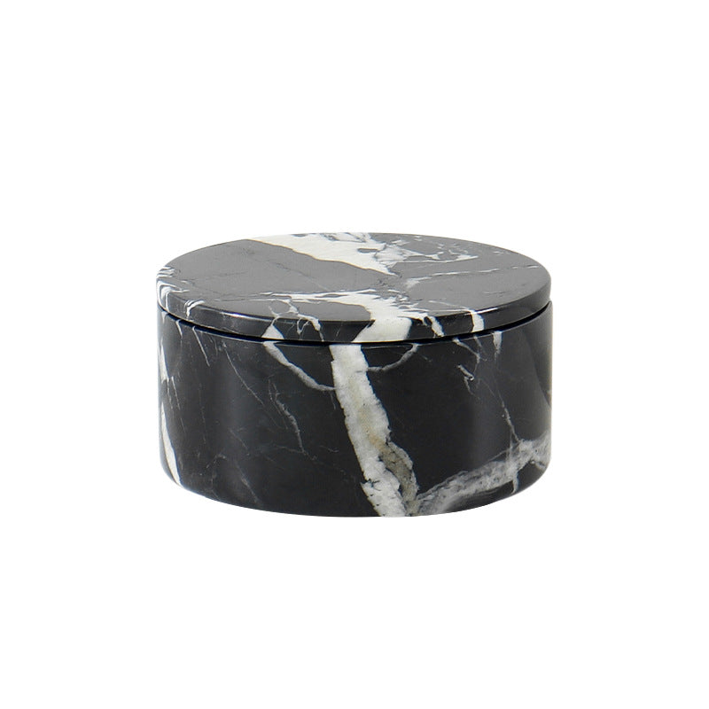 Runde Nero Marquina Marmor Schmuckschatulle