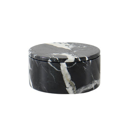 Runde Nero Marquina Marmor Schmuckschatulle