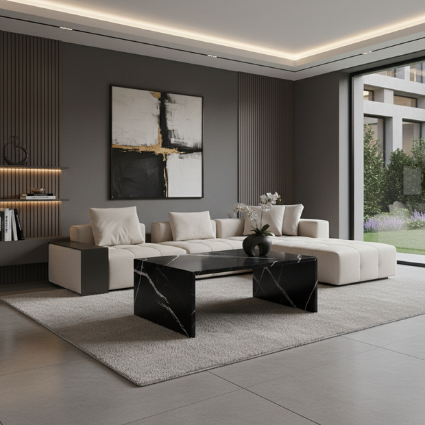 Virello Naturstein Couchtisch – Luxuriöses Minimalistisches Design