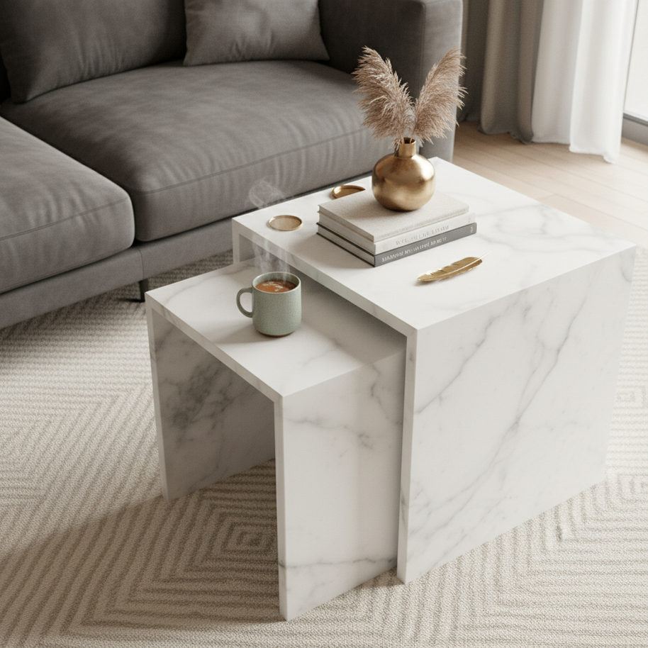 Table 2 V2 (2) - Alba Natuursteen Bijzettafels – Set van 2 | Portugees Design