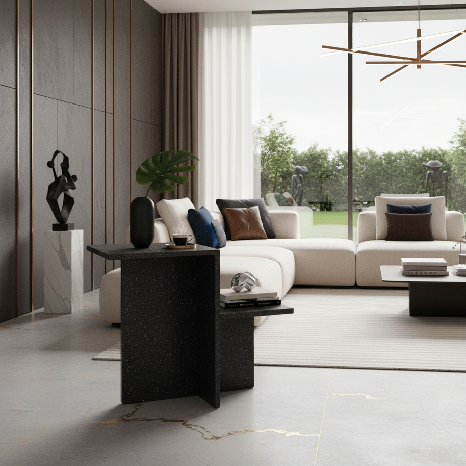 Table 3 V2 - Noiré Natuursteen Bijzettafel – Luxe Minimalistisch Design