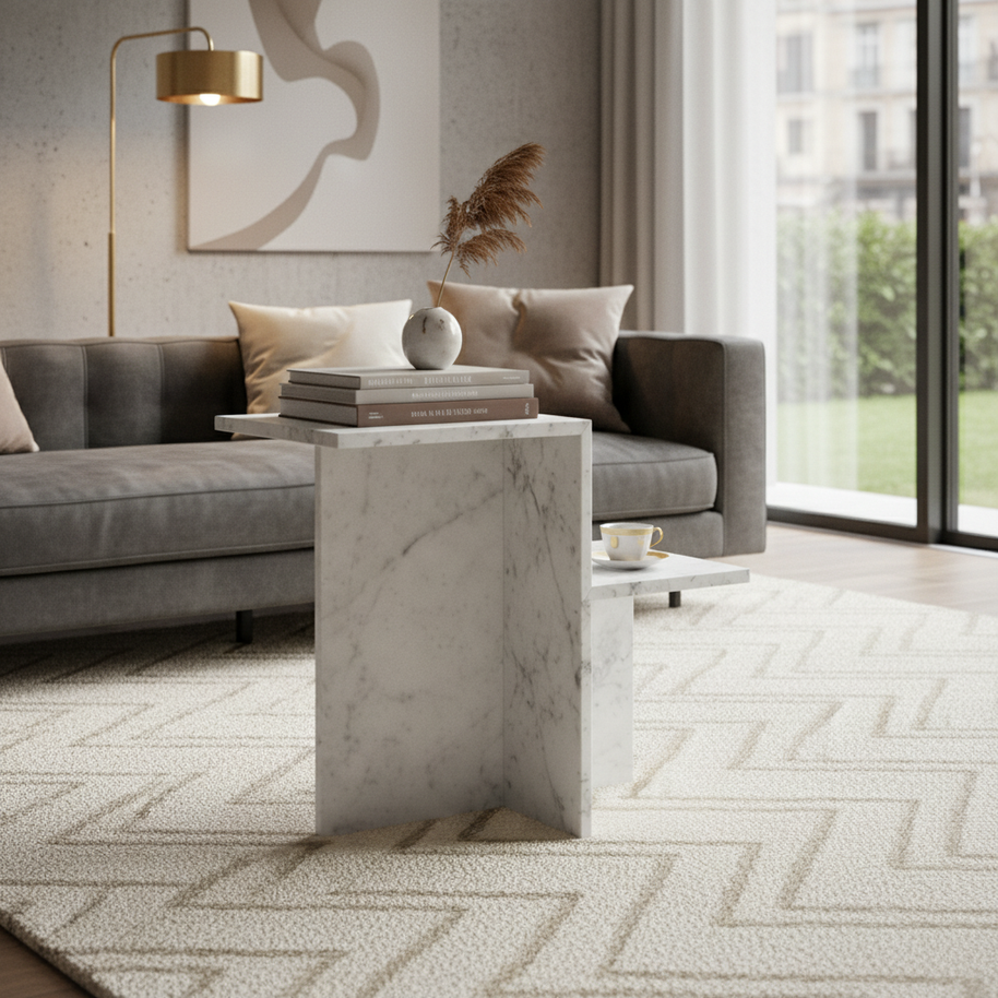 Table 3 V2 - Noiré Natuursteen Bijzettafel – Luxe Minimalistisch Design