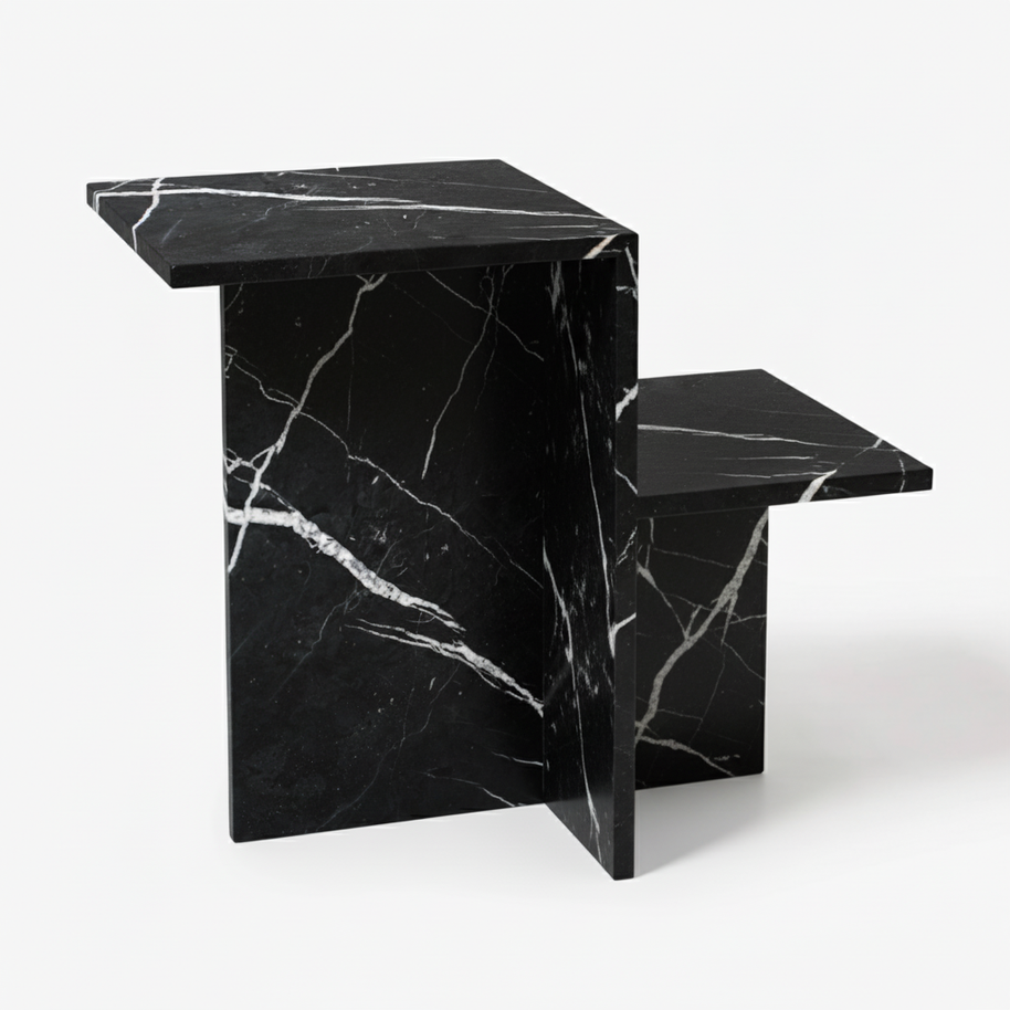 Table 3 V2 - Noiré Natuursteen Bijzettafel – Luxe Minimalistisch Design