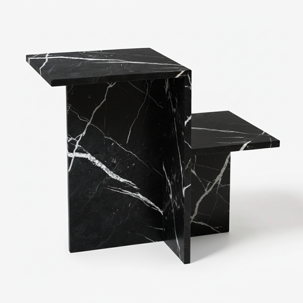 Noiré Natuursteen Bijzettafel – Luxe Minimalistisch Design