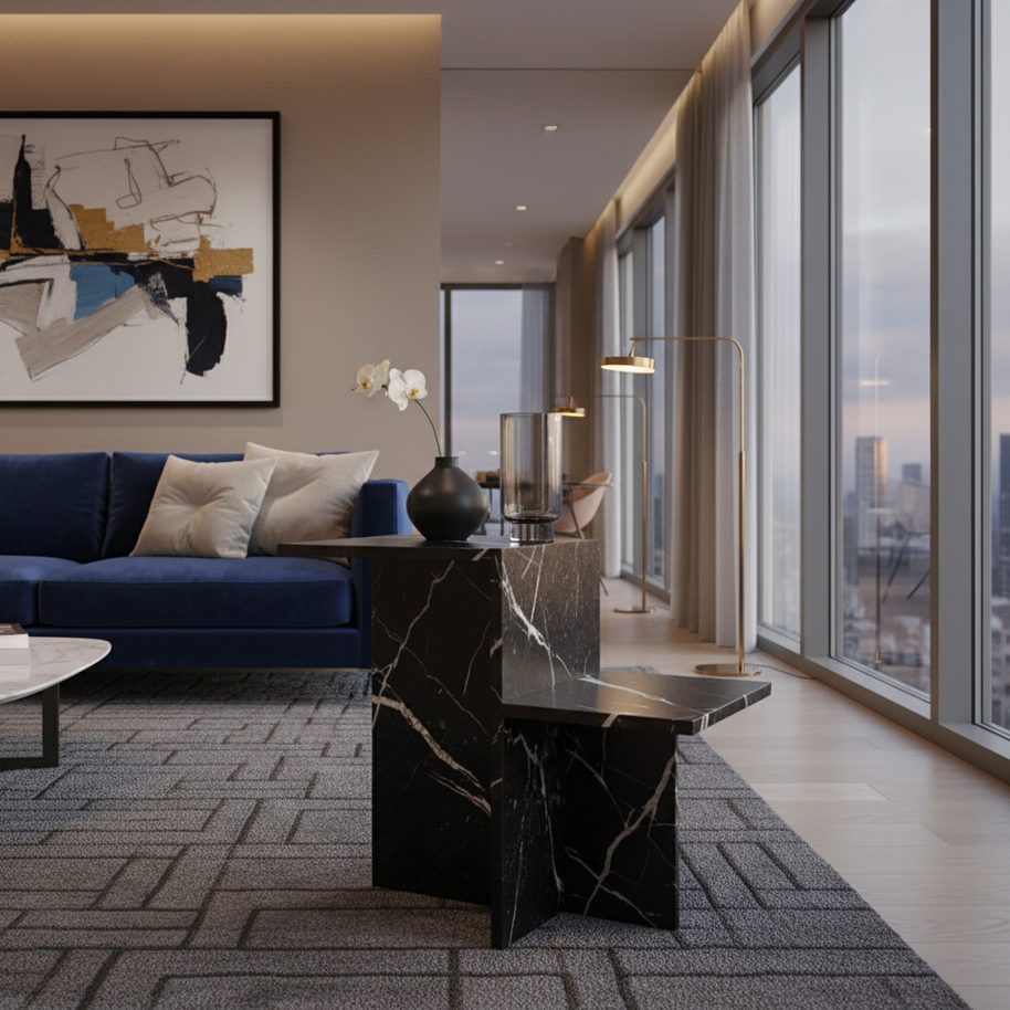 Table 3 V2 - Noiré Natuursteen Bijzettafel – Luxe Minimalistisch Design