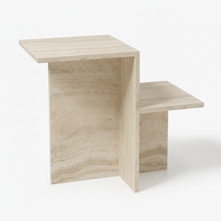 Table 3 V2 - Noiré Natuursteen Bijzettafel – Luxe Minimalistisch Design