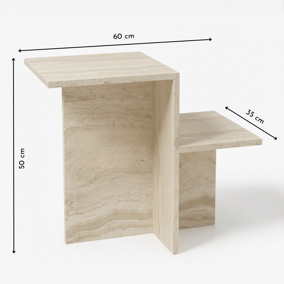 Table 3 V2 - Noiré Natuursteen Bijzettafel – Luxe Minimalistisch Design