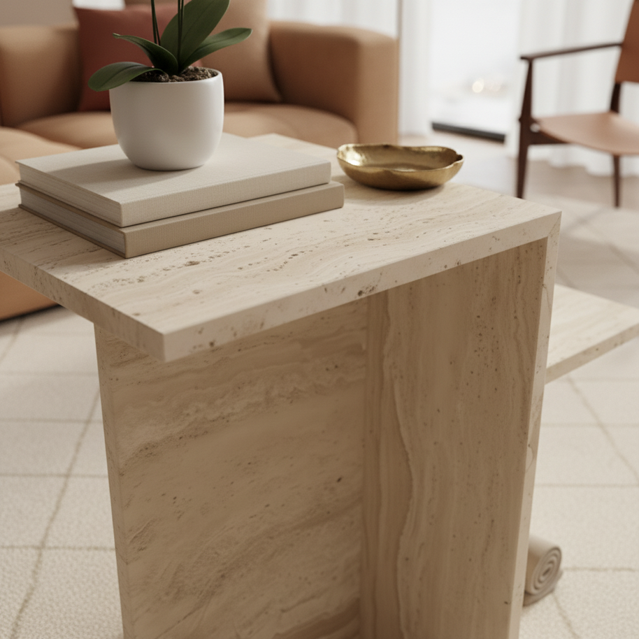Table 3 V2 - Noiré Natuursteen Bijzettafel – Luxe Minimalistisch Design