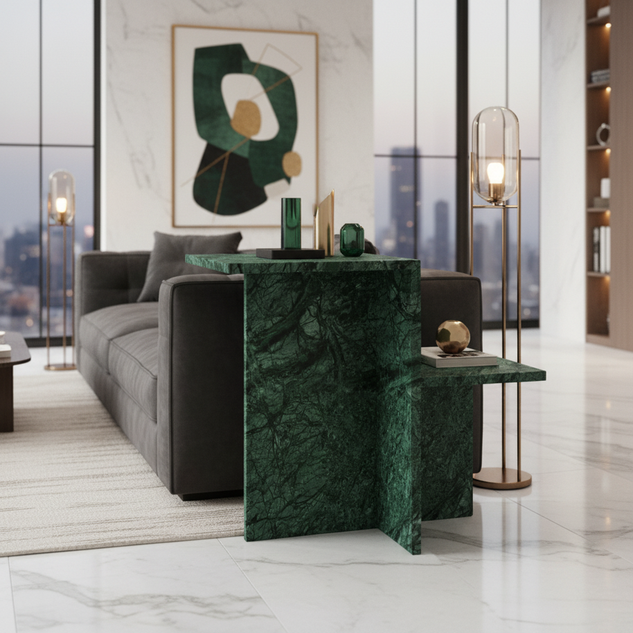 Table 3 V2 - Noiré Natuursteen Bijzettafel – Luxe Minimalistisch Design