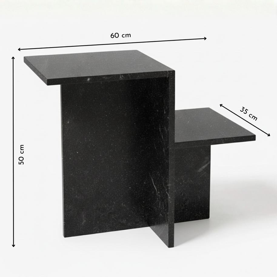 Table 3 V2 - Noiré Natuursteen Bijzettafel – Luxe Minimalistisch Design