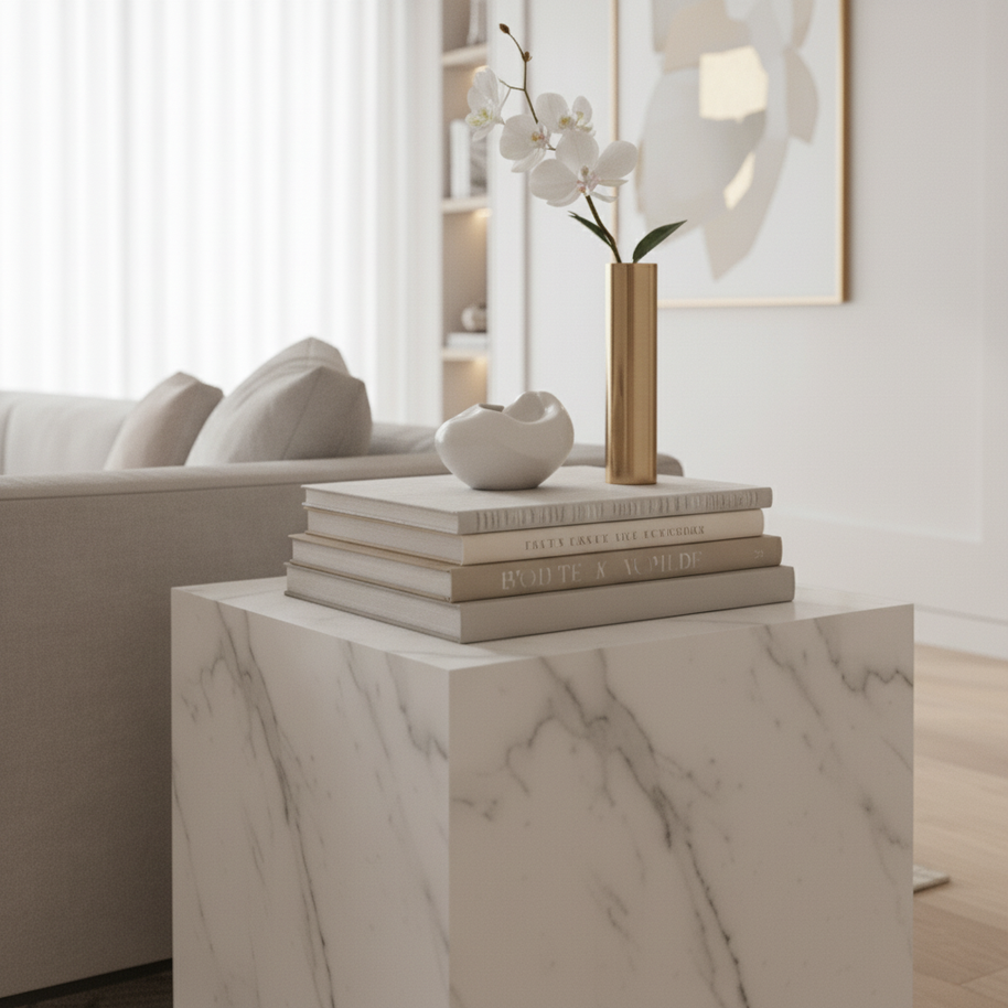 Montero Natuursteen Bijzettafel – Minimalistisch Kubus Design