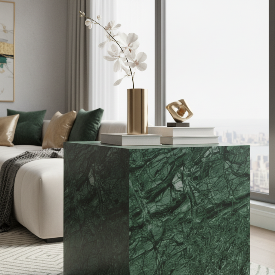 Montero Natuursteen Bijzettafel – Minimalistisch Kubus Design