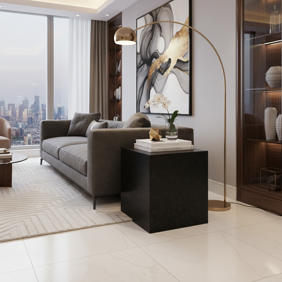 Montero Natuursteen Bijzettafel – Minimalistisch Kubus Design