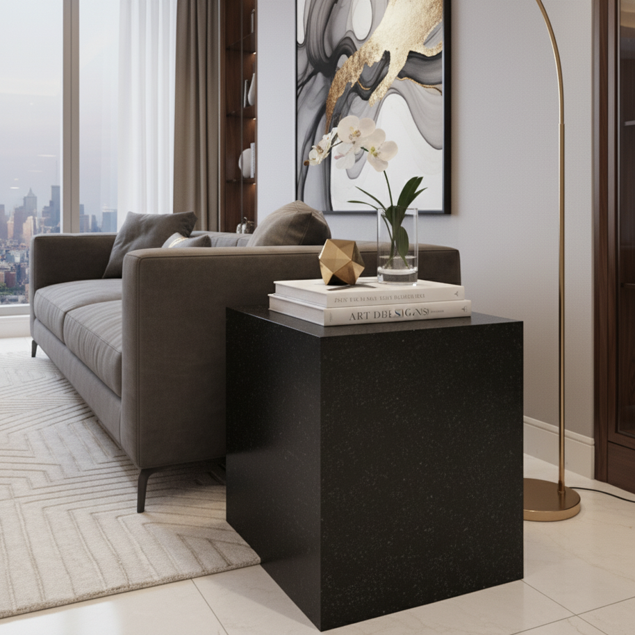 Montero Natuursteen Bijzettafel – Minimalistisch Kubus Design