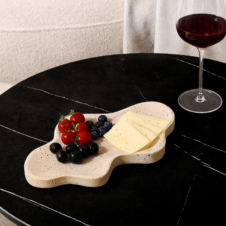 Freeform Cloud Travertine Tray - Solid Natural Stone