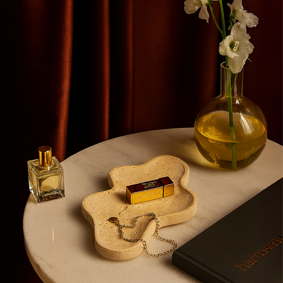 Freeform Cloud Travertine Tray - Solid Natural Stone