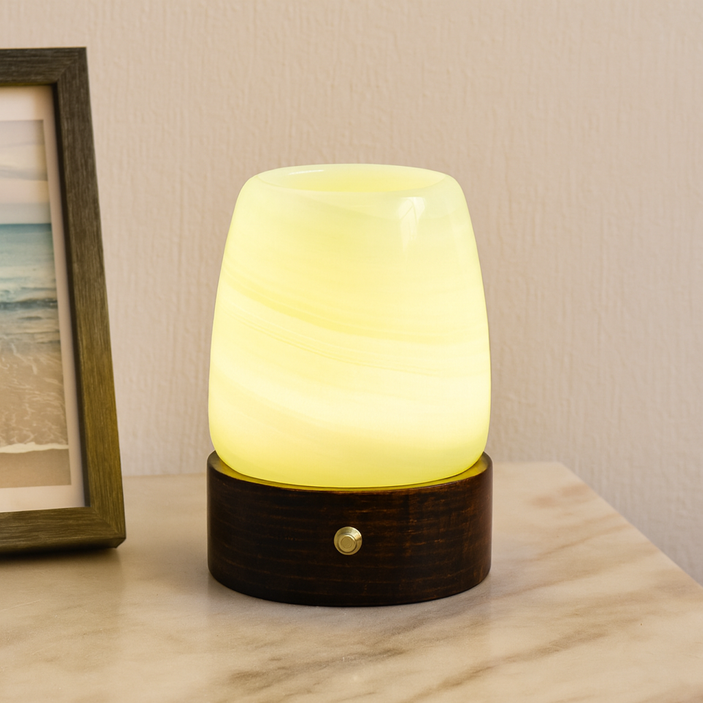 LustreGlow Marble Aromatherapy Lamp – Wireless Solid Stone Wellness Light
