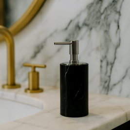 Luxury Marble Lotion Bottle – Solid Stone with Metal Pump