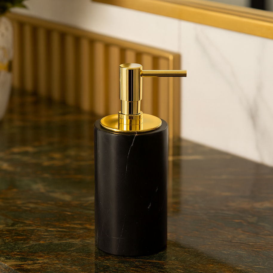 Luxury Marble Lotion Bottle – Solid Stone with Metal Pump