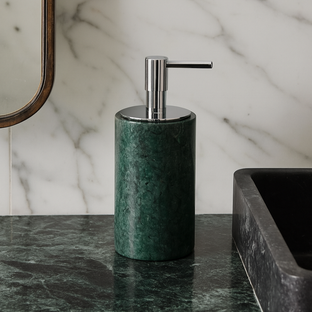 Luxury Marble Lotion Bottle – Solid Stone with Metal Pump