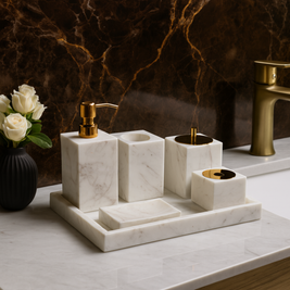 Luxury 6-Piece Marble Bathroom Set – Solid Stone