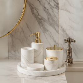 Luxury 6-Piece Marble Bathroom Set – Solid Stone