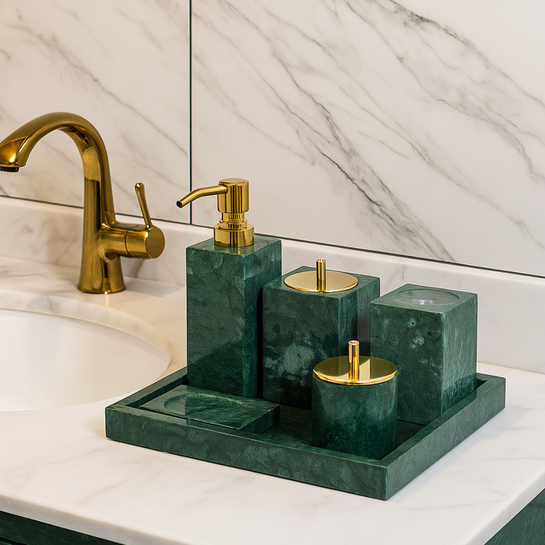 Luxury 6-Piece Marble Bathroom Set – Solid Stone