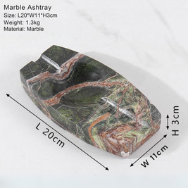 Luxury Marble Ashtray – 1.3kg Solid Stone with Hand-Carved Channels