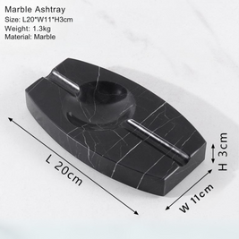 Luxury Marble Ashtray – 1.3kg Solid Stone with Hand-Carved Channels