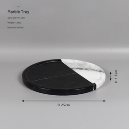 Luxury Round Marble Tray – Black & White Design