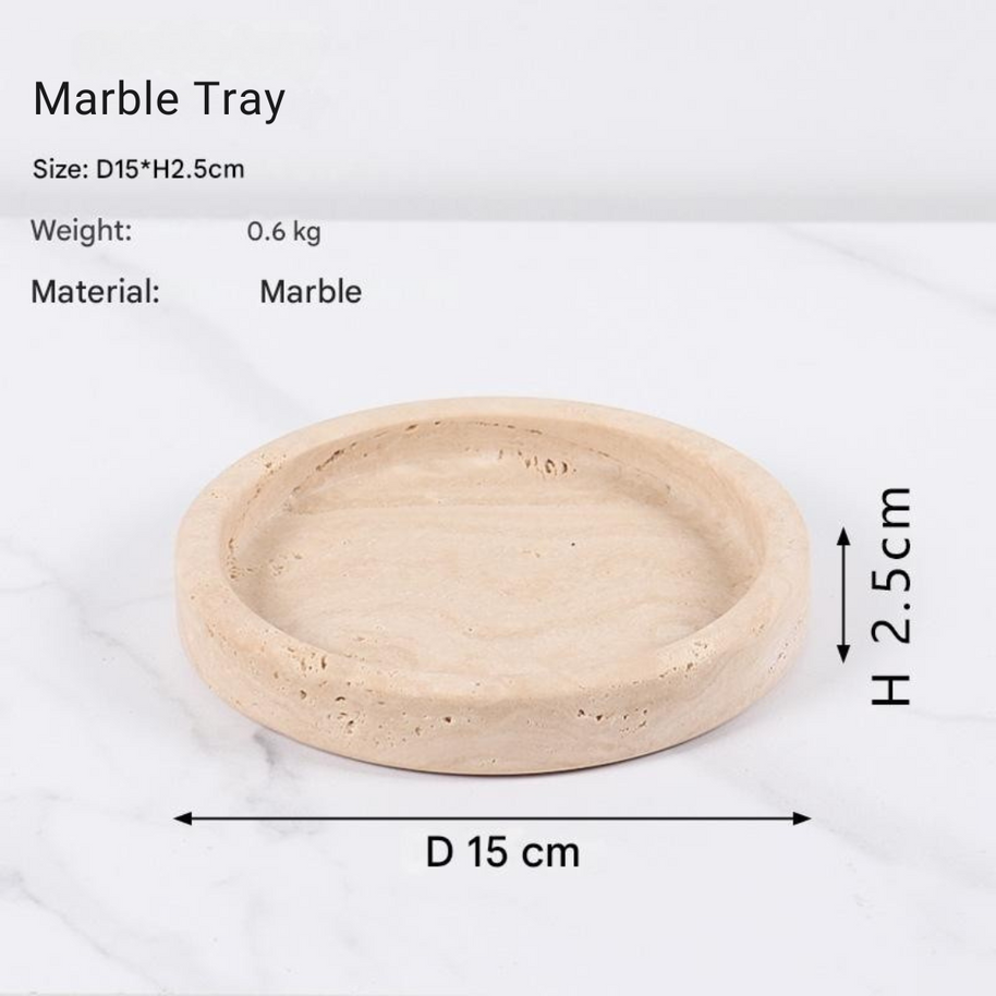 Beige Travertine Tray – Round 15cm | Minimalist Natural Stone