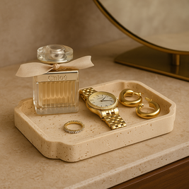 Natural Travertine Catchall Tray – Minimalist Vanity Organizer