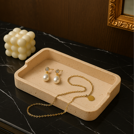 Natural Travertine Tray – Solid Stone Minimalist Luxury Organizer