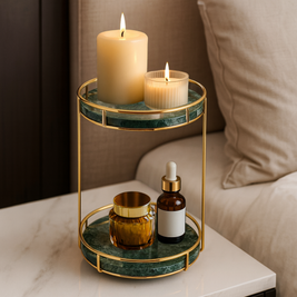 Opulentes rundes Marmor-Doppeltablett