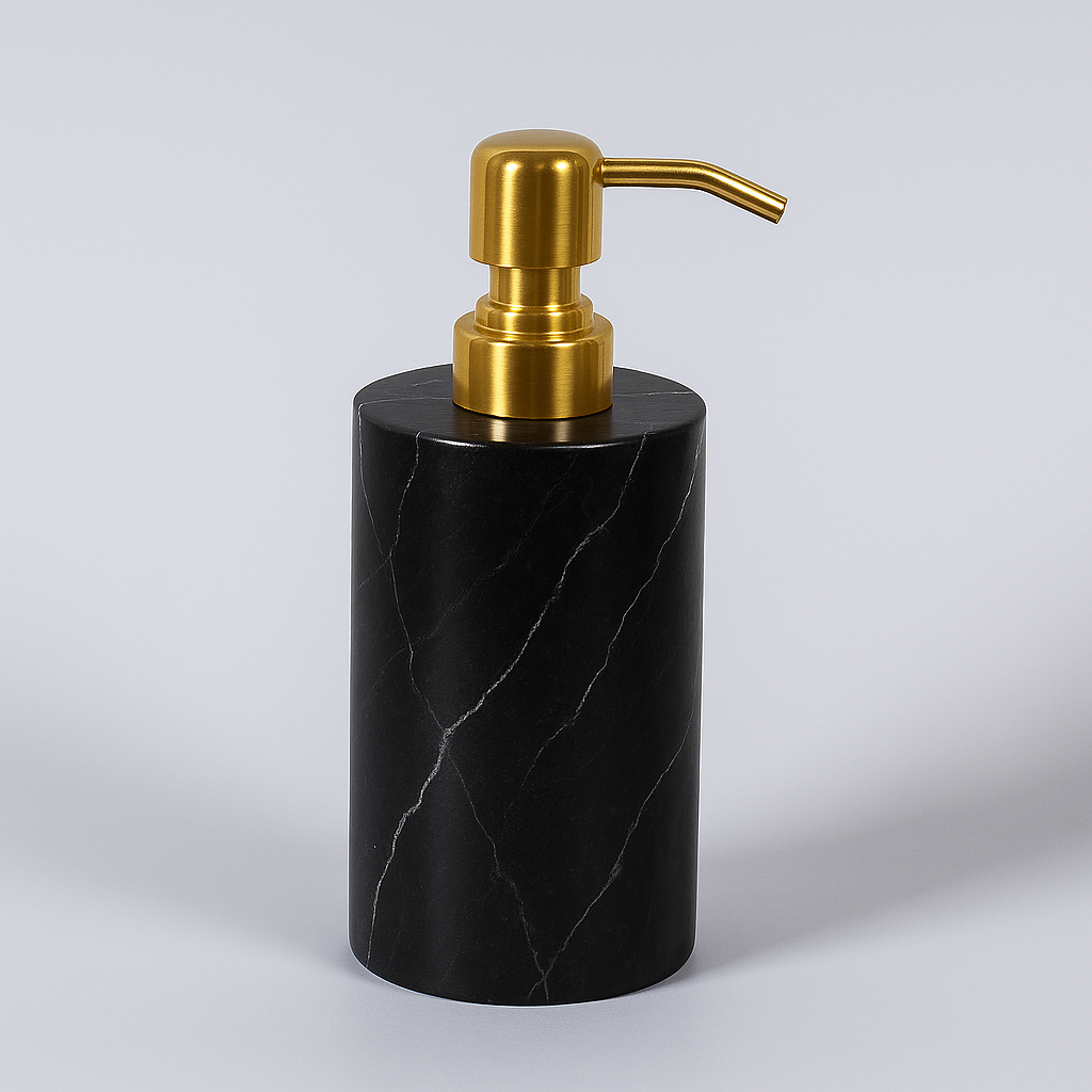Round Marble Soap Dispenser – Solid Stone with Metal Pump (1kg)
