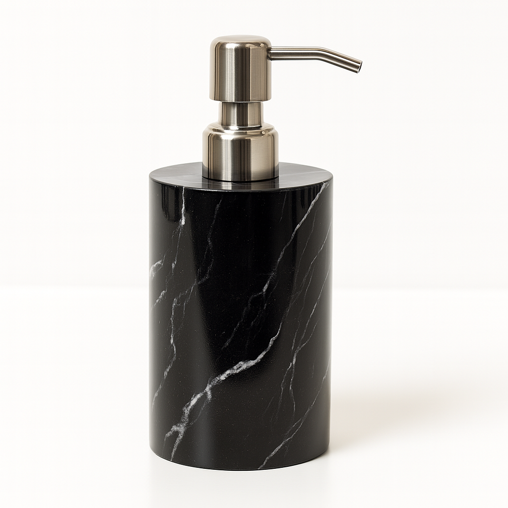 Round Marble Soap Dispenser – Solid Stone with Metal Pump (1kg)