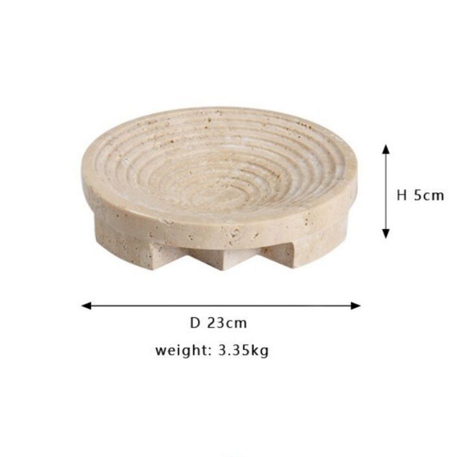 Vena Travertine Fruit Tray – Solid Carved Stone