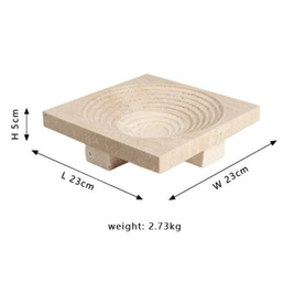 Vena Travertine Fruit Tray – Solid Carved Stone
