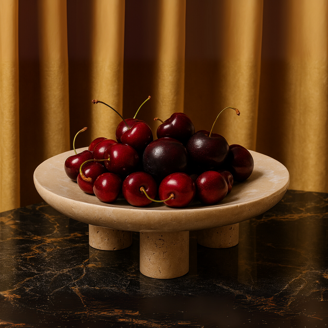 Arco Travertine Fruit Pedestal Tray