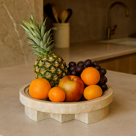 Vena Travertine Fruit Tray – Solid Carved Stone