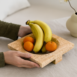 Vena Travertine Fruit Tray – Solid Carved Stone