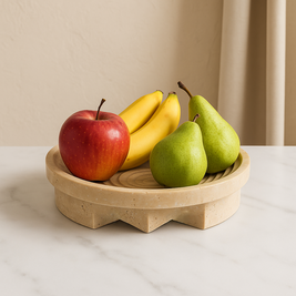 Vena Travertine Fruit Tray – Solid Carved Stone