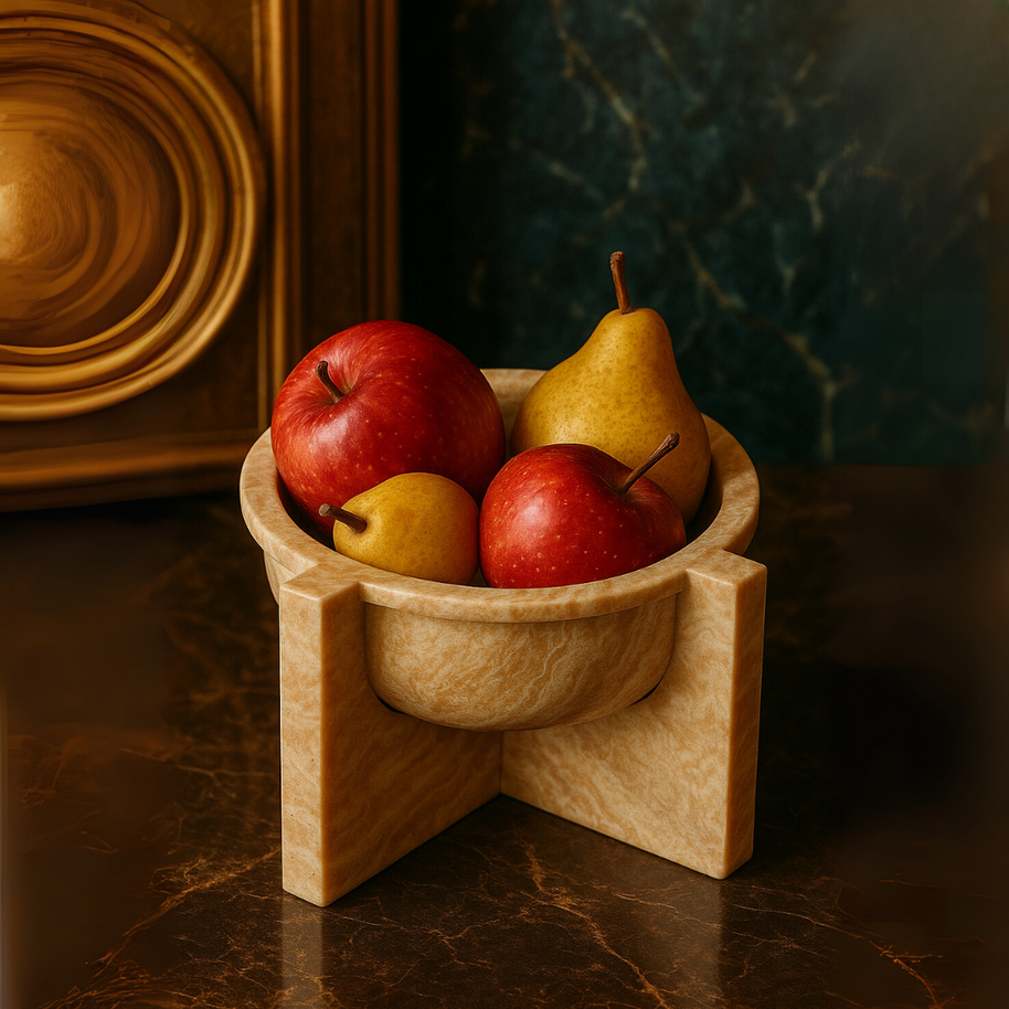 Aurum Travertin Fruit Tray – Massief stenen middelpunt