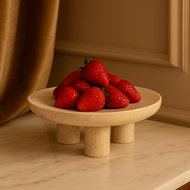 Arco Travertine Fruit Pedestal Tray