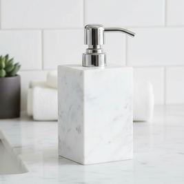 Aurora Marble Soap Dispenser – Solid Stone with Metal Pump