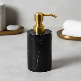 Round Marble Soap Dispenser – Solid Stone with Metal Pump (1kg)