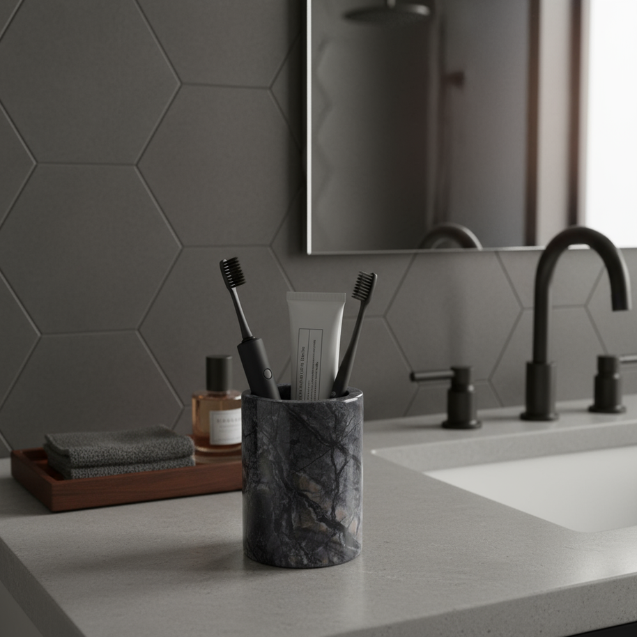 Marquina Marble Storage Cup
