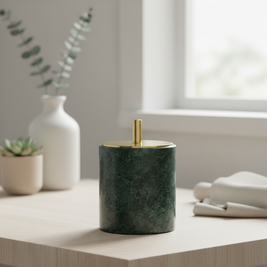 Luxury Solid Stone Marble Cotton Swab Canister