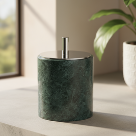 Luxury Solid Stone Marble Cotton Swab Canister