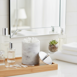 Luxury Solid Stone Marble Cotton Swab Canister